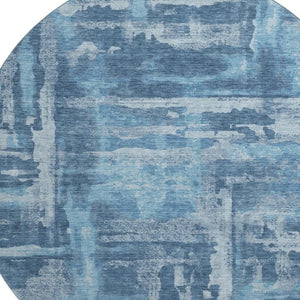 HomeRoots 8' X 10' Stylish Denim & Sky Blue Abstract Washable Area Rug with UV Protection & Stain Resistance 714647