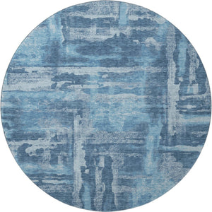 HomeRoots 8' X 10' Stylish Denim & Sky Blue Abstract Washable Area Rug with UV Protection & Stain Resistance 714647
