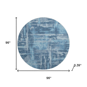 HomeRoots 8' X 10' Stylish Denim & Sky Blue Abstract Washable Area Rug with UV Protection & Stain Resistance 714647