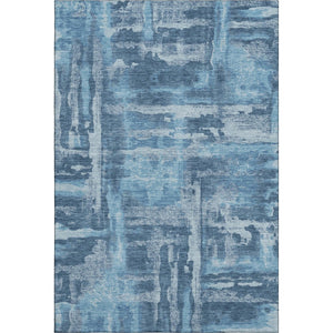 HomeRoots 9' X 12' Abstract Denim and Sky Blue Washable Area Rug with UV Protection for Busy Homes 714648