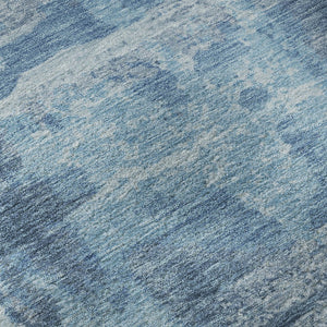 HomeRoots 9' X 12' Abstract Denim and Sky Blue Washable Area Rug with UV Protection for Busy Homes 714648