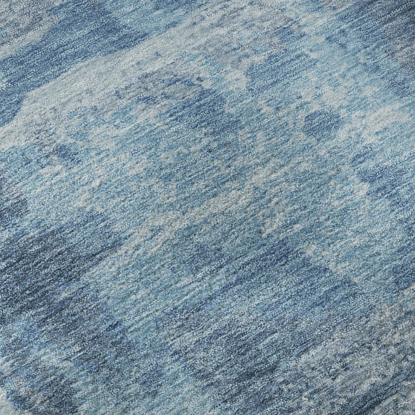 HomeRoots 9' X 12' Abstract Denim and Sky Blue Washable Area Rug with UV Protection for Busy Homes 714648