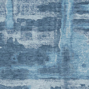 HomeRoots 10' Denim Blue & Sky Blue Abstract Washable Area Rug – UV Protected, Stain-Resistant, Durable Style! 714649