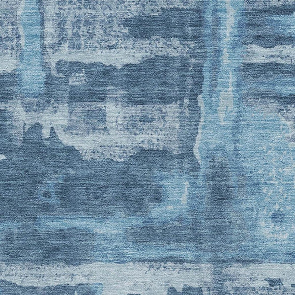 HomeRoots 10' Denim Blue & Sky Blue Abstract Washable Area Rug – UV Protected, Stain-Resistant, Durable Style! 714649
