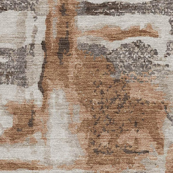 HomeRoots 5' X 8' Abstract Area Rug in Rust & Brown - Washable, UV Protected, Stain Resistant, Modern Design! 714651