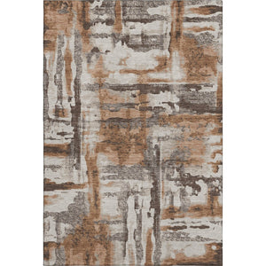HomeRoots 8' Washable Round Rug in Rust & Brown - Durable, UV-Protected, Noise-Reducing with Abstract Design 714652