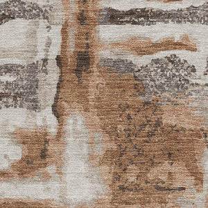 HomeRoots 8' Washable Round Rug in Rust & Brown - Durable, UV-Protected, Noise-Reducing with Abstract Design 714652