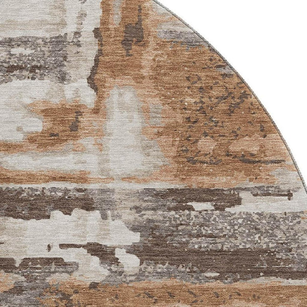 HomeRoots 8' X 10' Washable Area Rug with Rust & Brown Abstract Design – Durable, UV Resistant, Non-Slip Backing 714653