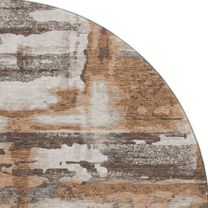 HomeRoots 8' X 10' Washable Area Rug with Rust & Brown Abstract Design – Durable, UV Resistant, Non-Slip Backing 714653