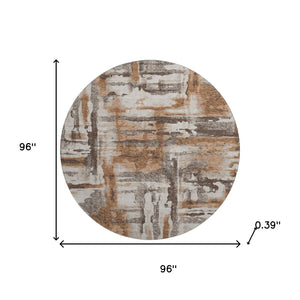 HomeRoots 8' X 10' Washable Area Rug with Rust & Brown Abstract Design – Durable, UV Resistant, Non-Slip Backing 714653