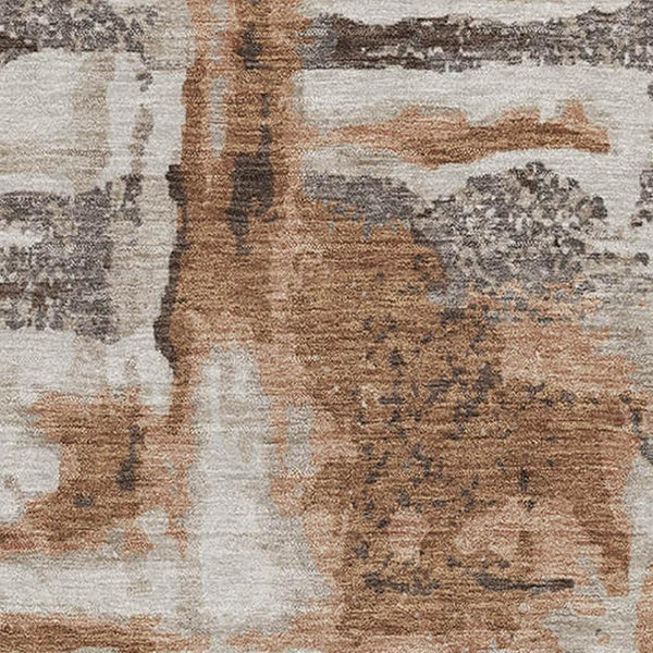 HomeRoots 9' X 12' Stylish Rust and Brown Abstract Area Rug – Washable, UV Protected, Perfect for High-Traffic Homes 714654