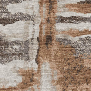 HomeRoots 10' X 14' Rust and Brown Abstract Area Rug - Washable, UV Protected, Stain-Resistant for Modern Spaces 714655