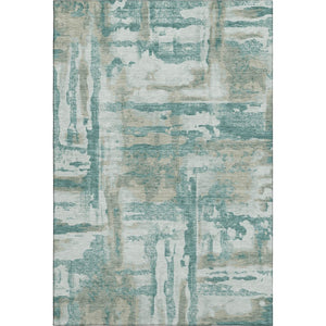 HomeRoots 8' Teal And Taupe Abstract Round Rug – Washable, UV Protected, Durable & Stylish for Any Room 714658