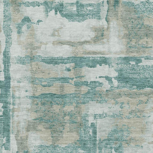 HomeRoots 8' Teal And Taupe Abstract Round Rug – Washable, UV Protected, Durable & Stylish for Any Room 714658