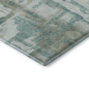 HomeRoots 8' Teal And Taupe Abstract Round Rug – Washable, UV Protected, Durable & Stylish for Any Room 714658