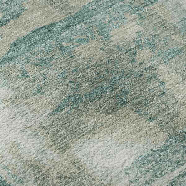HomeRoots 8' Teal And Taupe Abstract Round Rug – Washable, UV Protected, Durable & Stylish for Any Room 714658