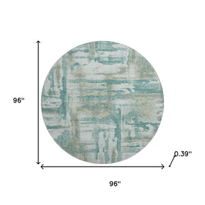 HomeRoots 8' X 10' Teal & Taupe Abstract Washable Area Rug - UV Protected, Durable, Perfect for High-Traffic Spaces! 714659
