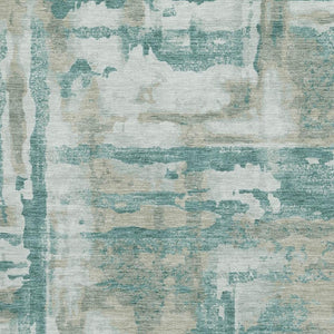 HomeRoots 10' X 14' Teal And Taupe Abstract Area Rug - Washable, UV Protected, Pet-Friendly, Modern Style! 714661