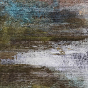 HomeRoots 5' Stylish Brown and Teal Abstract Area Rug - Washable, UV-Protected, Perfect for Any Space! 714663