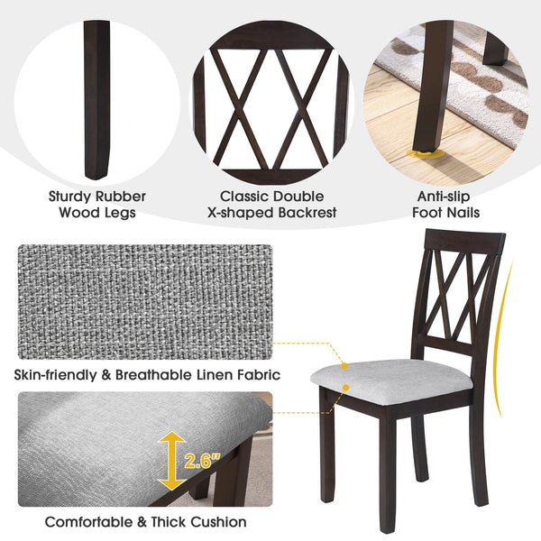 English Elm 3 Piece Kitchen Dining Set with Space-Saving Drop Leaf Table and Upholstered Ergonomic Chairs for Small Spaces Espresso N752S000617P