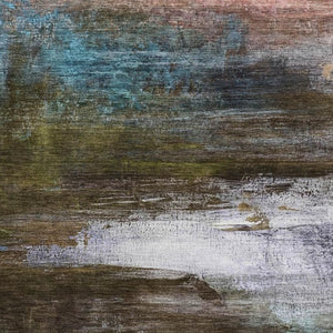 HomeRoots 10' X 14' Abstract Washable Area Rug in Brown & Teal - Durable, UV Protected, Modern Design for Homes 714667