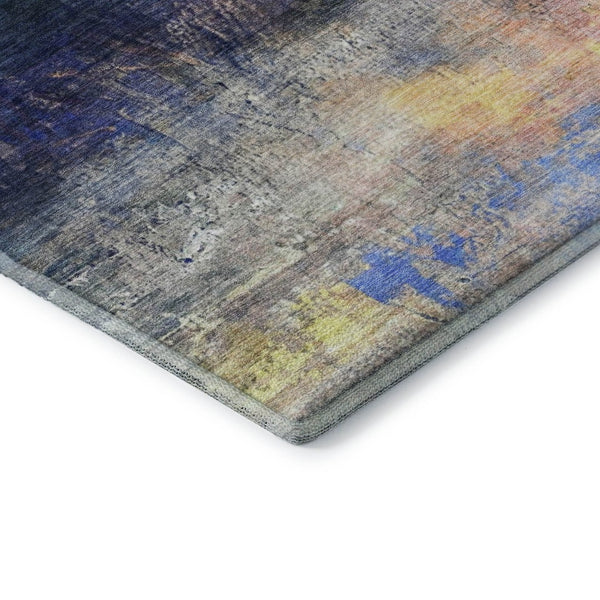 HomeRoots 5' X 8' Blue and Pink Abstract Area Rug - Machine Washable, UV Protected, Perfect for Kids & Pets! 714669