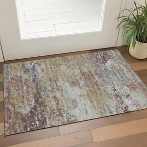 HomeRoots 5' X 8' Blue and Pink Abstract Area Rug - Machine Washable, UV Protected, Perfect for Kids & Pets! 714669