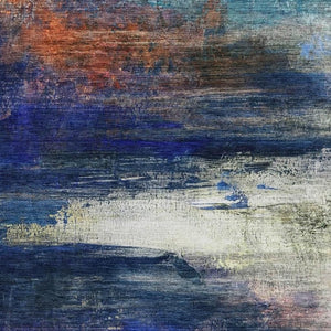HomeRoots 9' X 12' Blue and Pink Abstract Area Rug - Stylish, Washable, UV-Protected for Family-Friendly Spaces 714672