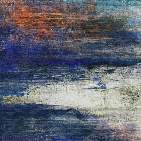 HomeRoots 9' X 12' Blue and Pink Abstract Area Rug - Stylish, Washable, UV-Protected for Family-Friendly Spaces 714672