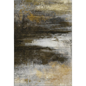 HomeRoots 5' X 8' Chocolate and Gold Abstract Area Rug – Stylish, Washable, UV Protected, Perfect for Busy Homes! 714675