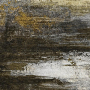 HomeRoots 5' X 8' Chocolate and Gold Abstract Area Rug – Stylish, Washable, UV Protected, Perfect for Busy Homes! 714675