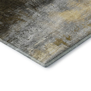 HomeRoots 5' X 8' Chocolate and Gold Abstract Area Rug – Stylish, Washable, UV Protected, Perfect for Busy Homes! 714675