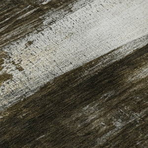 HomeRoots 5' X 8' Chocolate and Gold Abstract Area Rug – Stylish, Washable, UV Protected, Perfect for Busy Homes! 714675