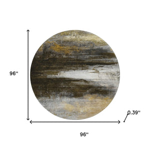 HomeRoots 8' X 10' Modern Chocolate and Gold Abstract Area Rug - Washable, UV-Protected, Stain-Resistant Design! 714677