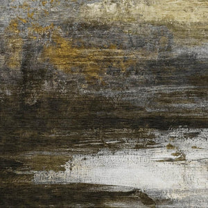 HomeRoots 10' Chocolate and Gold Abstract Washable Area Rug - Luxurious, Durable, UV-Protected for High-Traffic Areas 714679