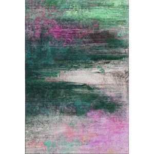 HomeRoots 5' X 8' Green & Mauve Abstract Area Rug – Washable, UV-Protected, Durable, Perfect for Busy Homes! 714681
