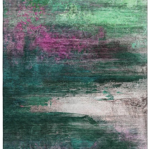 HomeRoots 5' X 8' Green & Mauve Abstract Area Rug – Washable, UV-Protected, Durable, Perfect for Busy Homes! 714681