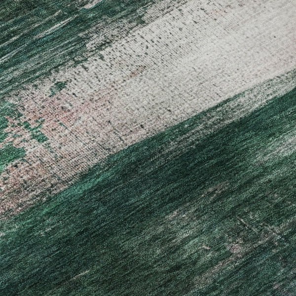 HomeRoots 5' X 8' Green & Mauve Abstract Area Rug – Washable, UV-Protected, Durable, Perfect for Busy Homes! 714681