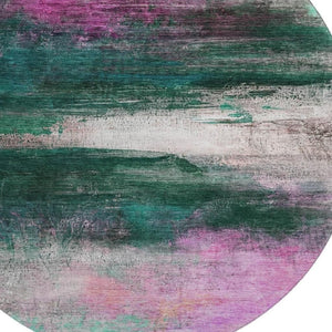 HomeRoots 8' X 10' Washable Abstract Area Rug in Green & Mauve - Durable, Stain-Resistant, UV Protected Design 714683