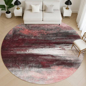 HomeRoots 8' X 10' Modern Merlot and Ivory Abstract Washable Area Rug - UV Protected, Stain-Resistant Style 714689