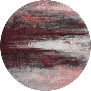 HomeRoots 8' X 10' Modern Merlot and Ivory Abstract Washable Area Rug - UV Protected, Stain-Resistant Style 714689
