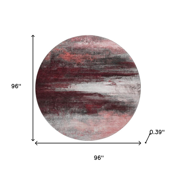 HomeRoots 8' X 10' Modern Merlot and Ivory Abstract Washable Area Rug - UV Protected, Stain-Resistant Style 714689