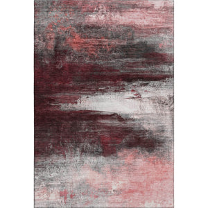 HomeRoots 10' X 14' Merlot Ivory Abstract Washable Area Rug - Stylish, Durable, Easy-Care Design for Any Room 714691