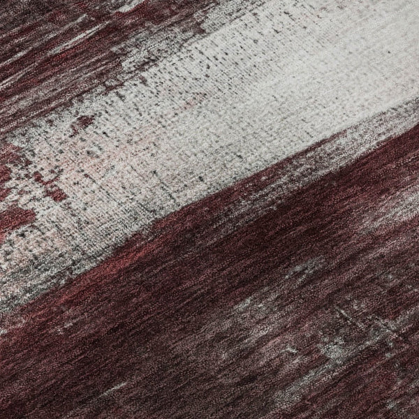 HomeRoots 10' X 14' Merlot Ivory Abstract Washable Area Rug - Stylish, Durable, Easy-Care Design for Any Room 714691