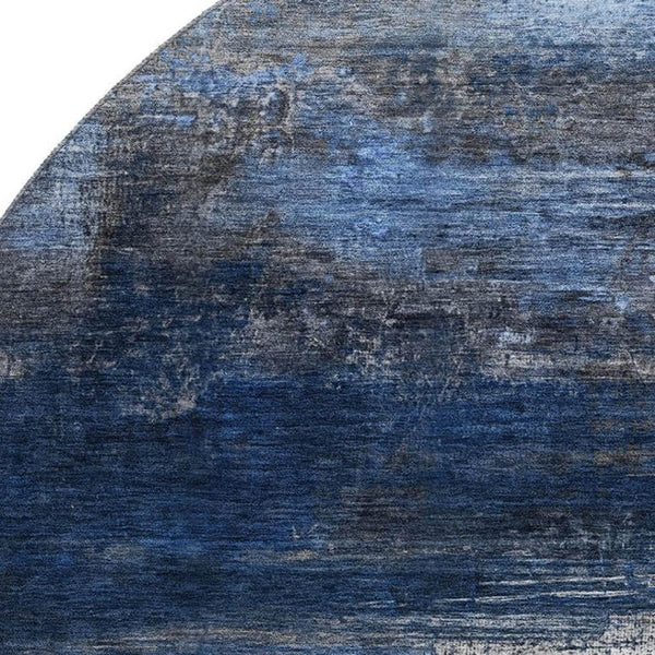 HomeRoots 8' X 10' Navy Blue & Ivory Abstract Washable Area Rug - Durable, Stain Resistant & UV Protected! 714695