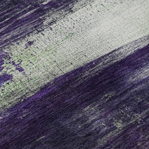 HomeRoots 8' Vibrant Purple and Lime Green Abstract Washable Round Rug - UV Protected & Family-Friendly Design 714700