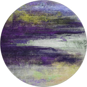 HomeRoots 8' X 10' Vibrant Purple and Lime Green Abstract Washable Area Rug - Durable, UV Protected, Easy Care! 714701