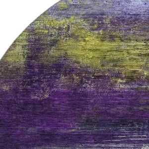 HomeRoots 8' X 10' Vibrant Purple and Lime Green Abstract Washable Area Rug - Durable, UV Protected, Easy Care! 714701
