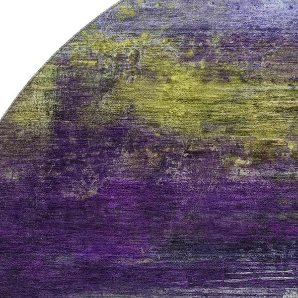 HomeRoots 8' X 10' Vibrant Purple and Lime Green Abstract Washable Area Rug - Durable, UV Protected, Easy Care! 714701