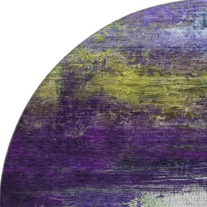 HomeRoots 8' X 10' Vibrant Purple and Lime Green Abstract Washable Area Rug - Durable, UV Protected, Easy Care! 714701